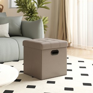 15" Ottoman with Storage, Folding Footstool, Storage Ottoman Bench, Cube Storage Chest Bedroom Bench with Storage 660 lb Load Capacity - 1 of 4