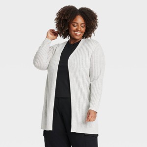 Women's Ribbed Cuff Open-Front Cardigan - Ava & Viv™ - 1 of 3
