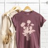 S.W.Smiley Pink Flower Silohuette - Women's Garment Dyed Graphic T-Shirt - 2 of 4