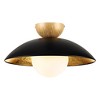 Rennnsan Velcora 14" W 1 -Light Gold Foiled Dimmable Mid-century Globe Semi Flush Mount in Black & White - 4 of 4