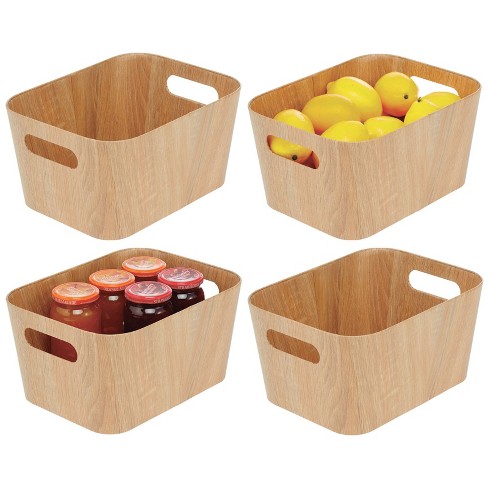 mDesign Plastic Kitchen Pantry, Cabinet, Refrigerator, Freezer Food Storage Organizing Bin Basket with Handles