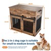 42'' Dog Crate Furniture with Storage Drawers,with 2 Sliding Barn Doors, Wooden Double Dog Cage TV Stand Multi-Functional Dog Crate End Table - 2 of 4