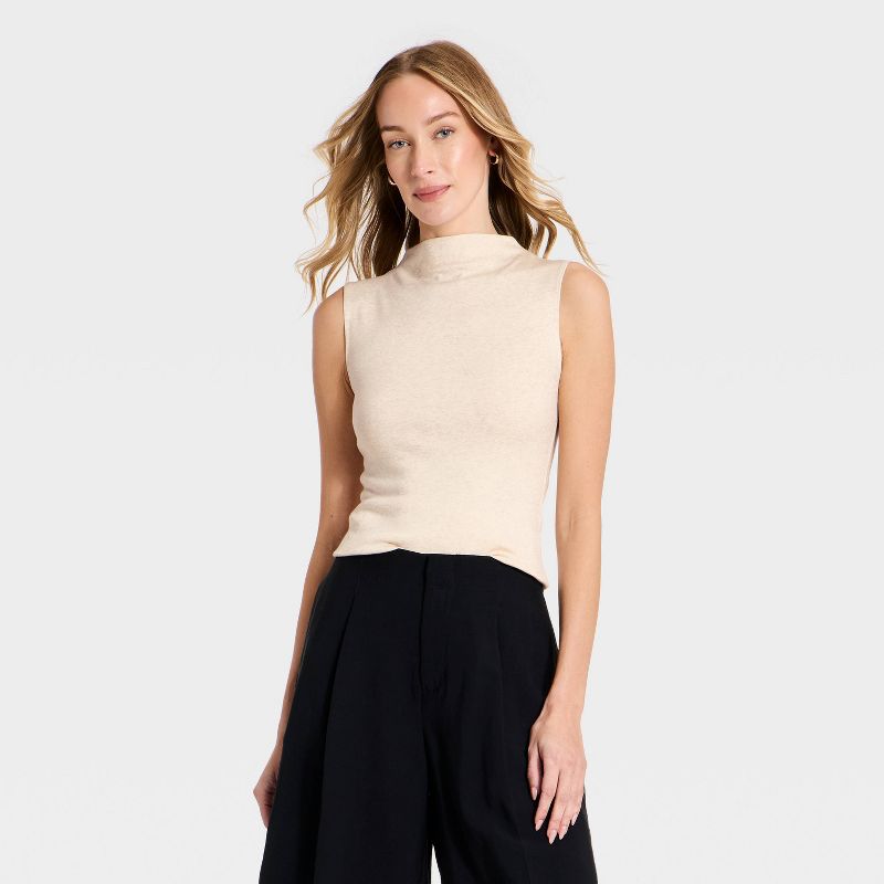 Women's Refined Ribbed Tank Top - A New Day™ Cream XS