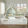 House Floor Bed, Double Full Floor Bed with Door and Full-length Guardrails, Multi-function Design, Grey - 2 of 4