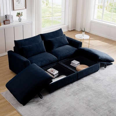 NicBex Couches for Living Room Deep Seat 2-Seater Sofa Couch Comfort Corduroy Upholstered Sofa With Pillows and Storage for Bedroom