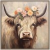 Kate & Laurel All Things Decor 30"x30" Sylvie Adorable Floral Boho Highland Cow Framed Canvas by The Creative Bunch Studio Gold - 2 of 4