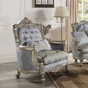44.5" Miliani Accent Chair Fabric/Antique Bronze Finish - Acme Furniture - 1 of 4