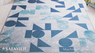 Blue Geometric Shapes Kids Playhouse Rug 5'5" x 7'7"