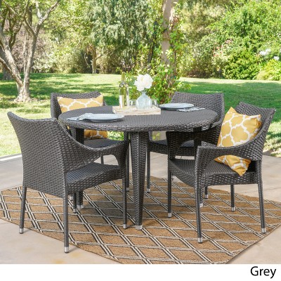 Rincon 5pc Wicker Dining Set - Gray - Christopher Knight Home