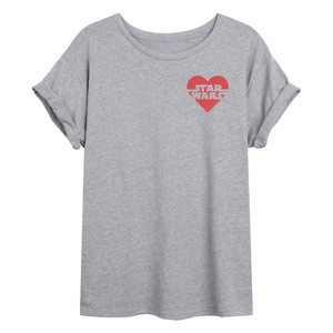 Women's - Star Wars - Valentine Heart Logo Oversized Graphic T-Shirt - 1 of 4