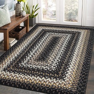 Modern Braided Print Area Rug Boho Rug Geometric Rug Washable Living Room Bedroom Rug - 1 of 4
