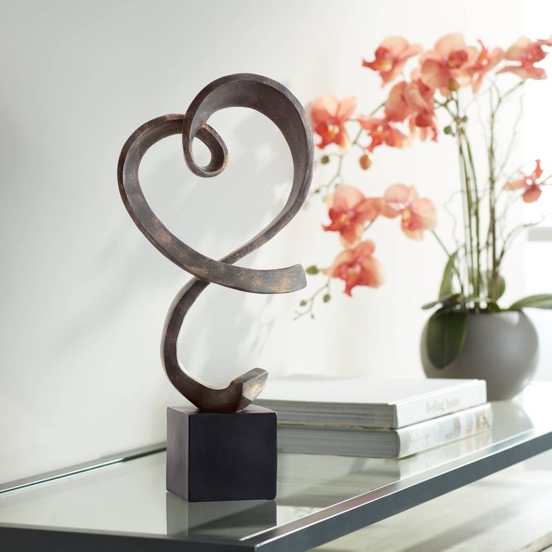 Studio 55D Swirling Heart 17 1/4" High Brushed Nickel Modern Sculpture, 2 of 6