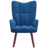 vidaXL Blue Velvet Relaxing Chair with Wooden Legs and Steel Frame – Comfortable Lounge Seating for Living Room, Office - 2 of 4