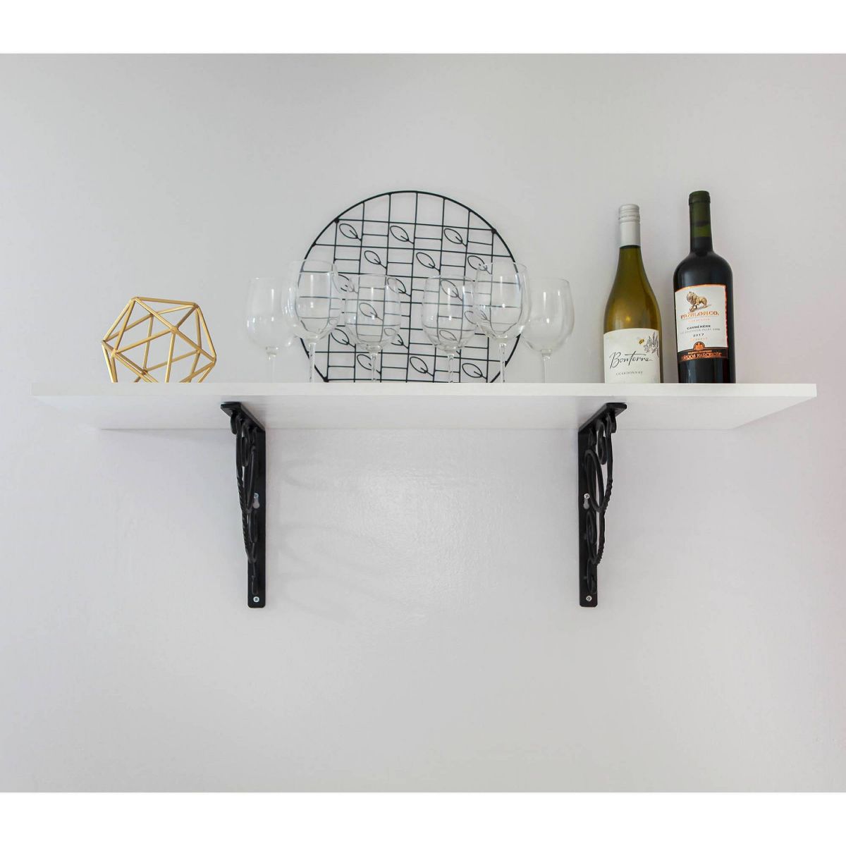 ACHLA Designs 2pc Scroll Shelf Bracket Black 1"x9.75" - thumbnail 7