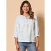 Allegra K Women's Floral Bow Tie Neck Vintage 3/4 Sleeve Blouse - 2 of 4