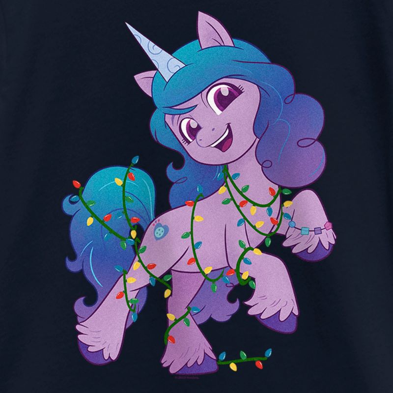 Girl's My Little Pony: A New Generation Izzy Moonbow Christmas Lights T-Shirt, 2 of 5