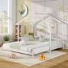 Tangkula Wooden House Bed Twin to King Daybed w/ Safety Rails & Decorable Roof - 3 of 4