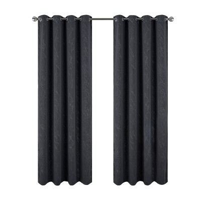 RT Designers Collection Heidi Halo Foil Blackout Polyester Window Curtain Grommet Panel 52" x 84" Black