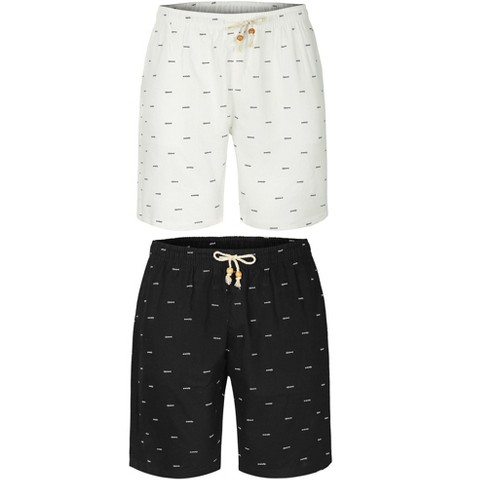 Lars Amadeus Men's Summer Vacations Elastic Waist Patterned Beach Pool Board Shorts 2 Pack Black/White 28