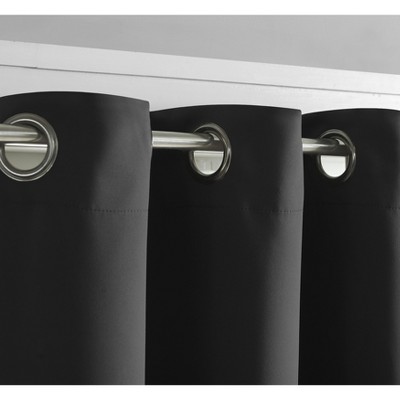 Black Polyester Blackout Grommet Window Curtains Set