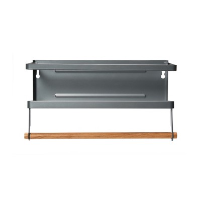Gray Metal Magnetic Spice Rack with Paper Towel Holder