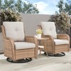 POCASSY Wicker Swivel Rocking Chairs, Oversized Rocker Patio Chairs Set Rattan Glider Chairs for Outdoor Porch Deck Backyard - 3 of 4