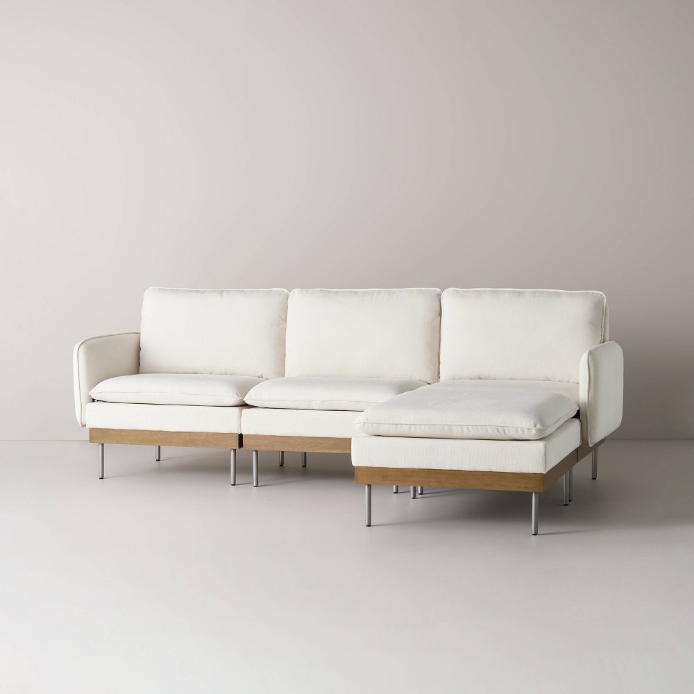 Photos - Sofa 4pc Corduroy Modular  - Cream - Hearth & Hand™ with Magnolia
