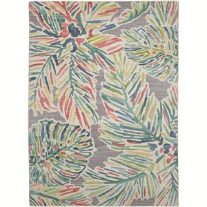 HomeStock Outdoor Washable Tampa Grey & Green 3' X 5', Machine Woven with Printed Designs, Coastal - 1 of 4