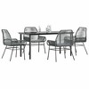 vidaXL Patio Dining Set with Cushions Garden Table and Chairs Poly Rattan Glass - 63" x 31.5" x 29.1" Gray 4 Piece - 2 of 4