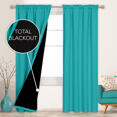 Deconovo ModernLuxury 100% Full BlackOut SatinRodCurtains For LivingRoom or BedRoom 2Panels