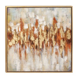 Canvas Abstract Framed Wall Art with Gold Frame Gold - Olivia & May: Elegant Decor, Vertical Orientation, Sawtooth Hanging - 1 of 4