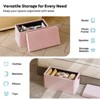 Pinmoco 30" Folding Storage Ottoman Bench with White Blanket and Side Pocket, Corduroy Storage Bench Footrest for Entryway Living Room - 4 of 4
