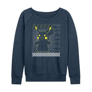 Women's - Pokémon - Pikachu Electric Bolt Lightweight French Terry Wide Neck Long Sleeve Shirt - 1 of 4