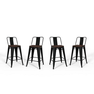Set of 4 24" Josephine Metal/Wood Counter Height Barstools - WyndenHall