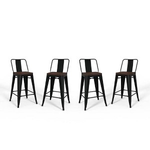 Set of 4 24" Josephine Metal/Wood Counter Height Barstools - WyndenHall - 1 of 4