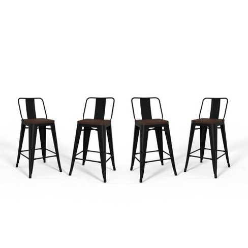 Set of 4 24" Josephine Metal/Wood Counter Height Barstools - WyndenHall - image 1 of 4