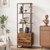 Nasitip 4 Tier Bookshelf with Storage Drawers, 70.9 Inch Tall Narrow Industrial Book Shelf with Open Display Shelves, 3 Shelf Wood Bookcase - 2 of 4