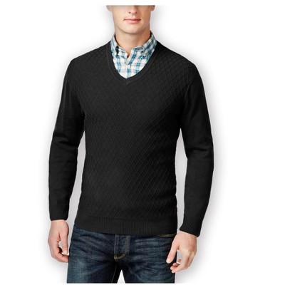 Club Room Mens Diamond-Knit V Neck Pullover Sweater