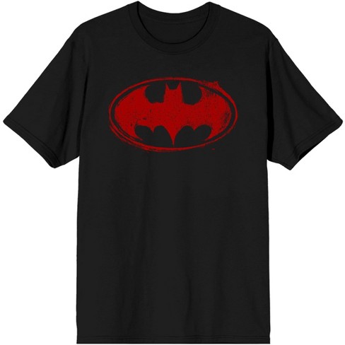 Batman Distressed Grunge Red Shield Men's Black T-shirt : Target