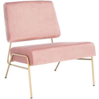 Dusty Rose Velvet and Gold Modern Accent Chair