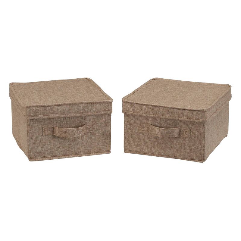 Household Essentials Set of 2 Medium Storage Boxes with Lids Latte Linen, 4 of 9