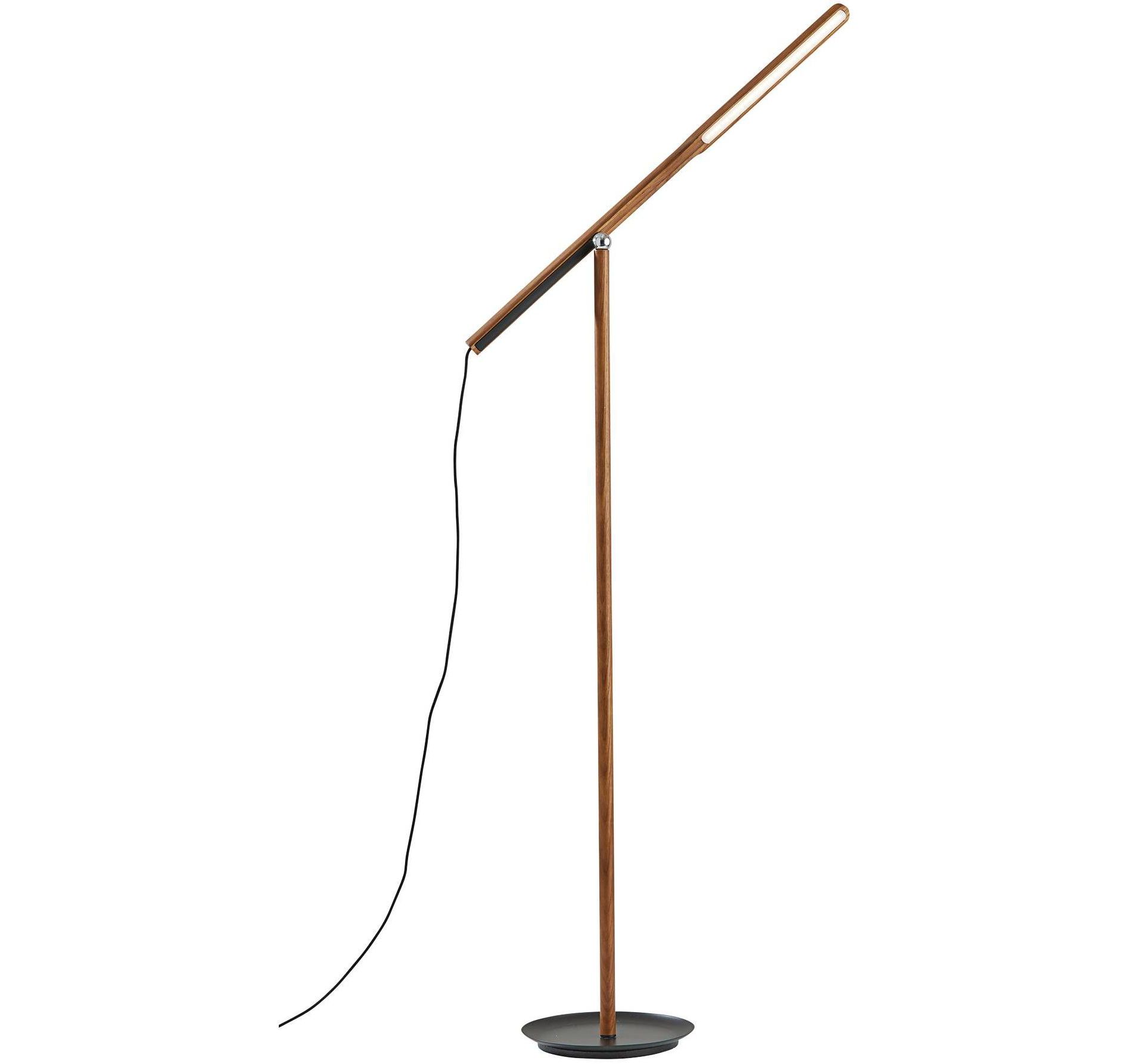 Adesso Gravity Adjustable Height Walnut Ash Wood LED Task Floor Lamp