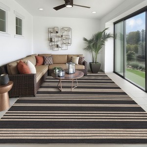 Washable Easy Jute Rug Modern Striped Living Room Rug with Non-Slip Backing, Non Shedding Neutral Floor Mats - 1 of 4