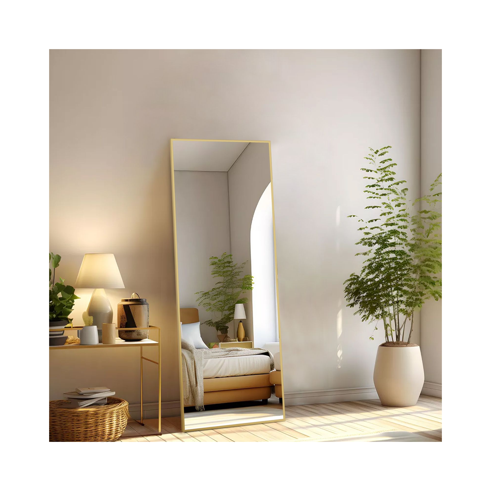 JIONJOY 16"x59" Full Length Mirror, Shatterproof HD Glass Metal Frame, Floor/Wall Mounted for Bedroom Closet Entryway