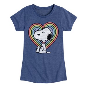 Girls' - Peanuts - Snoopy Pastel Heart Fitted Short Sleeve Graphic T-Shirt - 1 of 4