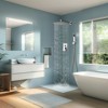 cobbe 12 Inches Chrome Bathroom Rain Mixer Shower Combo Set, Wall Mounted Rainfall Shower Head System, Rough-in Valve and Trim Included - 2 of 4