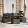vidaXL 6 Piece Patio Sofa Set with Cushions - Gray Poly Rattan - 2 of 4