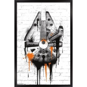 Trends International Star Wars: Saga - Falcon Black And Orange Framed Wall Poster Prints - 1 of 4