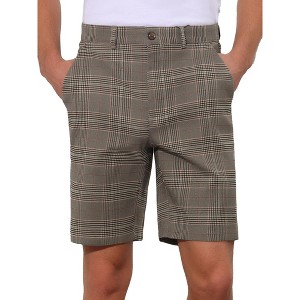 Lars Amadeus Men's Flat Front Business Classic Plaid Chino Shorts - 1 of 4