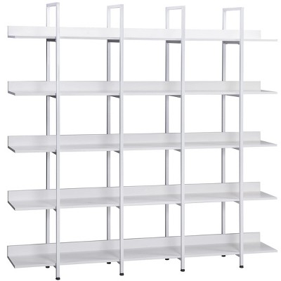 GustoWave 5-Tier Bookcase with Metal Frame Vintage Open Bookshelf Industrial Style Book Case for Home Office Living Room